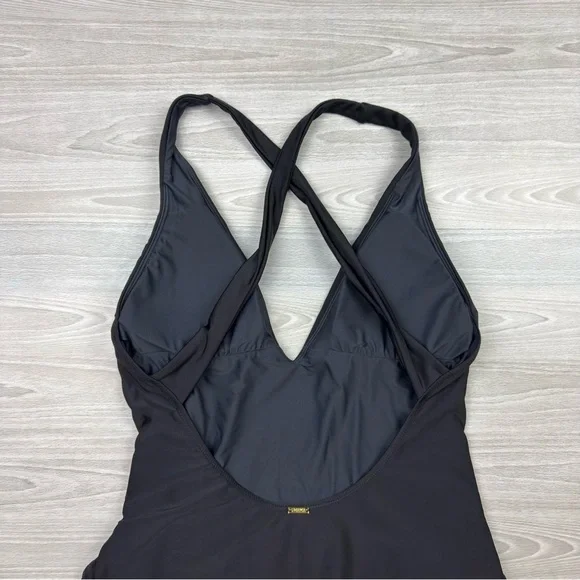 L'AGENCE Lisa Plunge One-Piece Swimsuit Black Gold Coin Size XL - Picture 10 of 16